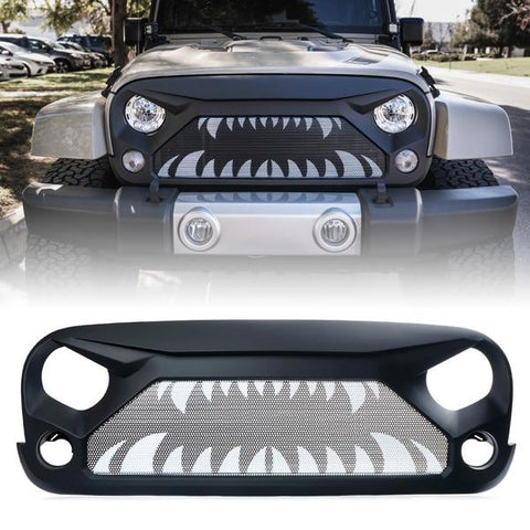 Xprite Gladiator Grille with Monster Teeth Steel Mesh for 2007-2018 Jeep Wrangler