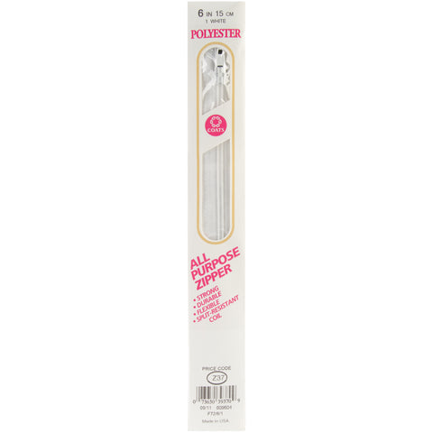 Coats All-Purpose Plastic Zipper 6"