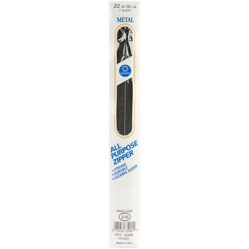 Coats All-Purpose Metal Zipper 22"