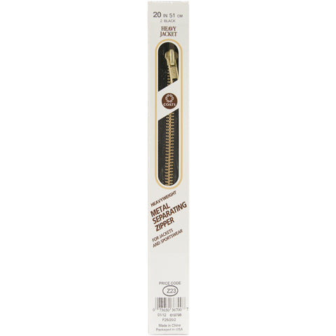 Coats Heavyweight Brass Separating Metal Zipper 20"