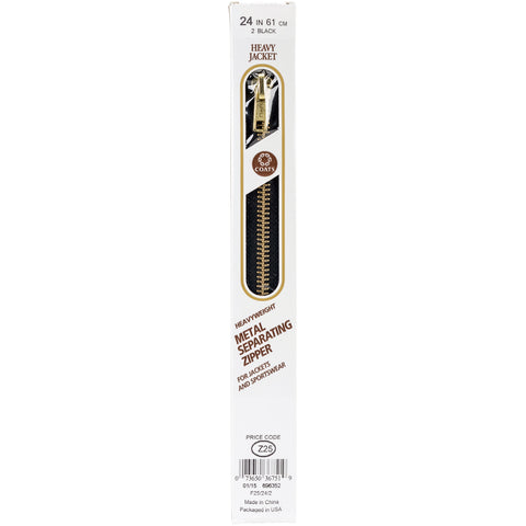 Coats Heavyweight Brass Separating Metal Zipper 24"