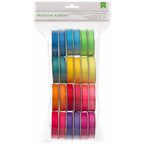 American Crafts Premium Ribbon Value Pack .375"X4' 24/Spools
