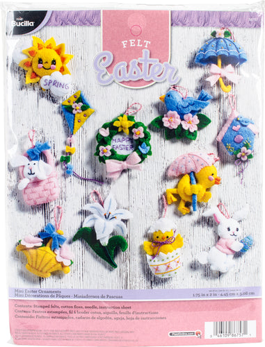Bucilla Felt Ornament Applique Kit 1.75"X2"  Set Of 12