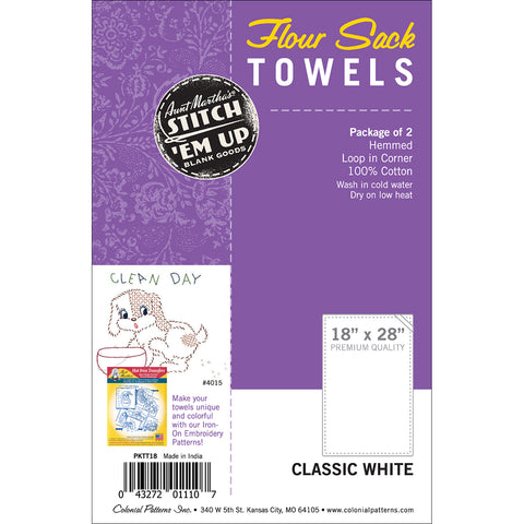 Aunt Martha's Stitch 'Em Up Flour Sack Towels 18"X28" 2/pkg