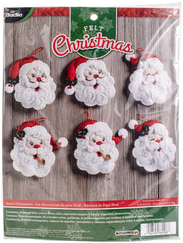 Bucilla Felt Ornaments Applique Kit 4.5"X6" Set of 6