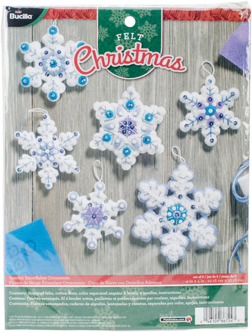 Bucilla Felt Ornaments Applique Kit 4"X4" Set Of 6