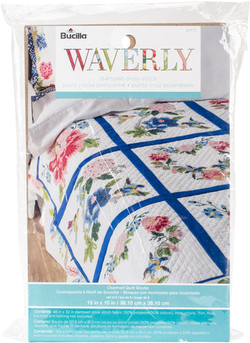 Bucilla Stamped Embroidery Quilt Blocks 15"X15" 6/Pkg