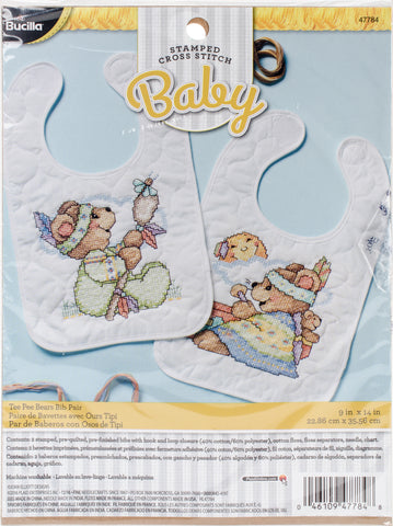 Bucilla Stamped Bib Cross Stitch Kit 9"X14" 2/Pkg