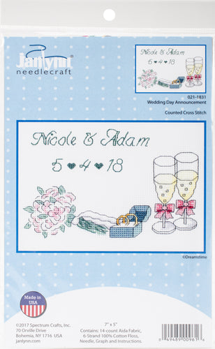 Janlynn Counted Cross Stitch Kit 7"X5"
