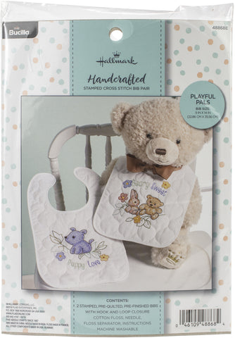 Bucilla Hallmark Stamped Cross Stitch Bibs 9"X14" 2/Pkg