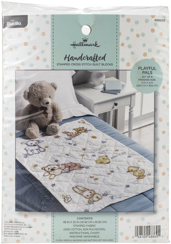 Bucilla Hallmark Stamped Cross Stitch Quilt Blocks Kit