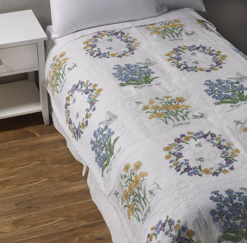 Bucilla Stamped Cross Stitch Quilt Block Kit 15"X15" 6/Pkg