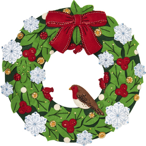 Bucilla Hallmark Felt Wreath Applique Kit 16.5"X16.5"