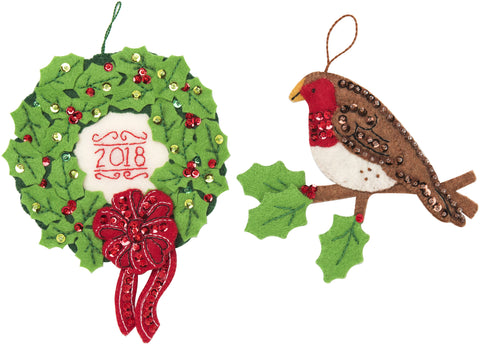 Bucilla Felt Ornament Applique Kit 4/Pkg