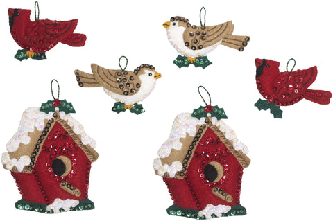 Bucilla Felt Ornaments Applique Kit 4"X3" Set Of 6