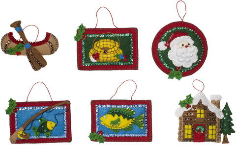 Bucilla Felt Ornaments Applique Kit 4.5"X3.5" Set Of 6
