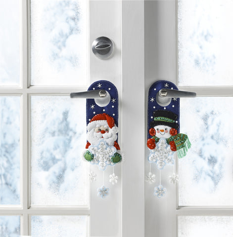 Bucilla Felt Door Hanger Applique Kit 13"X5" Set Of 2