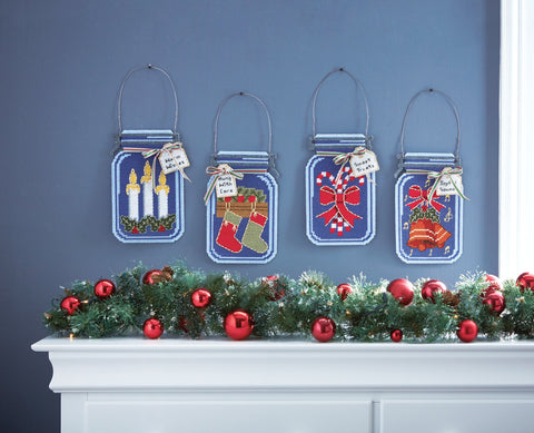 Mary Maxim Plastic Canvas Mason Jar Set Of 4