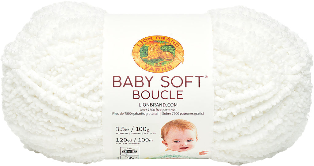 Lion Brand Yarn Baby Soft Boucle Yarn, White : : Home