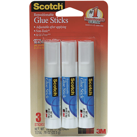 Scotch Repositionable Glue Sticks 3/Pkg