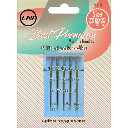 Clover Assorted Titanium Machine Needles 5/Pkg