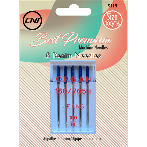 Clover Denim Sewing Machine Needles 5/Pkg