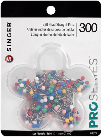 Singer QuiltPro Ball Head Straight Pins In Flower Case
