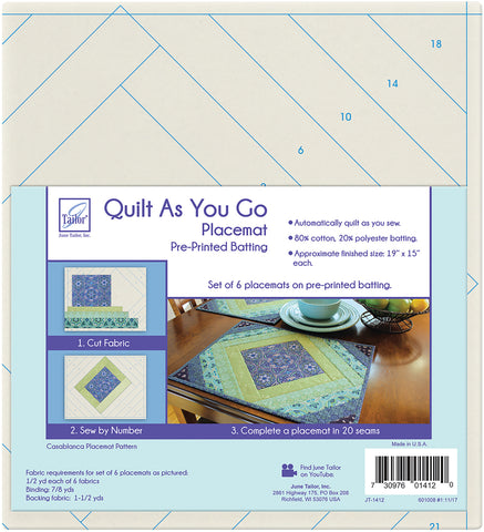 June Tailor Quilt As You Go Placemat 6/Pkg