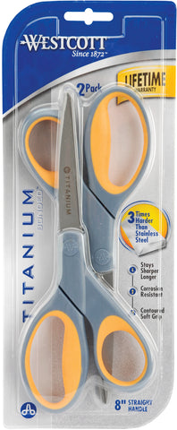 Westcott Titanium Straight Scissors 8" 2/Pkg