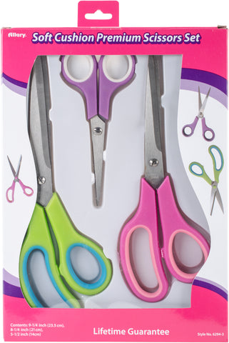 Allary Soft Cushion Premium Scissor Set 5.5", 8.25" & 9.25"