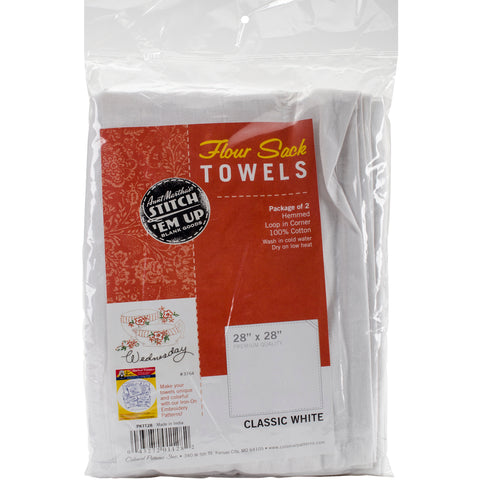 Aunt Martha's Stitch 'Em Up Flour Sack Towels 28"X28" 2/Pkg