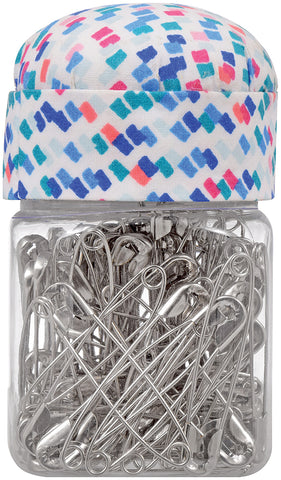 Singer Safety Pins In Jar W/ Pin Cushion Lid 100/Pkg