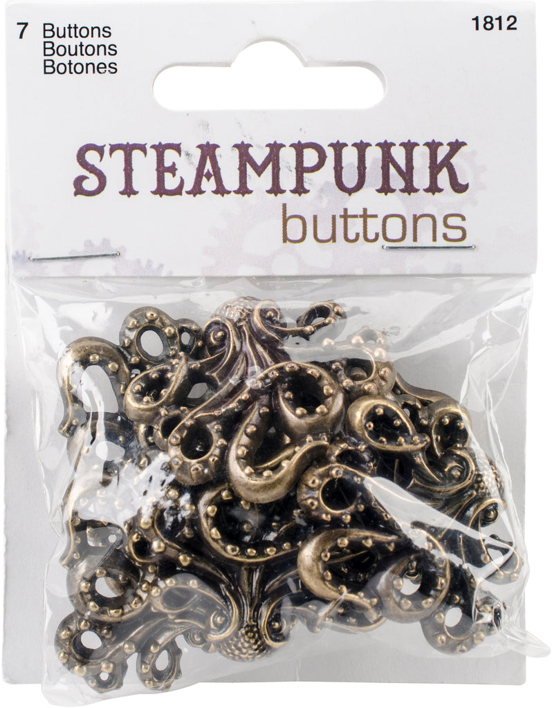 Lot De 8 Boutons Boulons Steampunk Doré Antique - Diamètre 20mm, Décoration Vintage, Motifs Engrenages