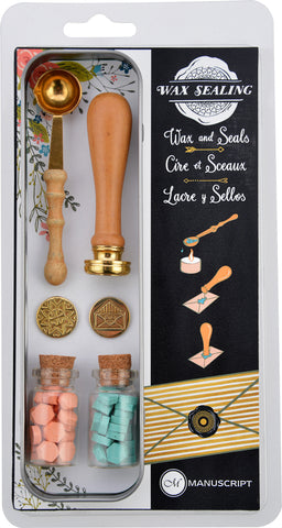 Manuscript Long Handle Design Sealing Set W/2 Coins & Beads