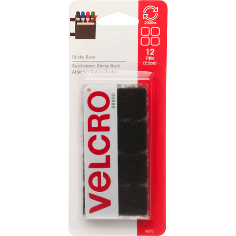 VELCRO(R) Brand Sticky Back Squares .875" 12/Pkg