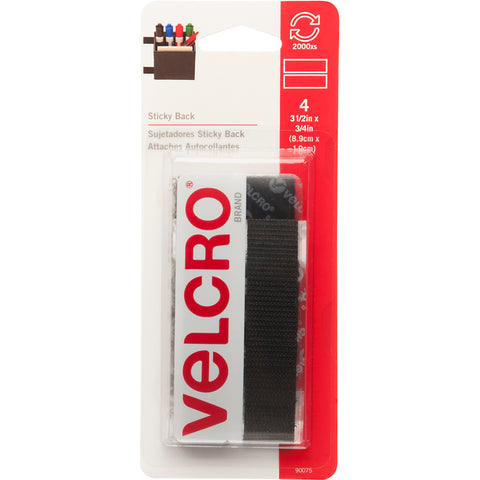 VELCRO(R) Brand Sticky Back Tape .75"X3.5" 4/Pkg