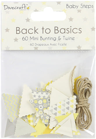 Dovecraft Back To Basics Mini Bunting & Twine 60/Pkg
