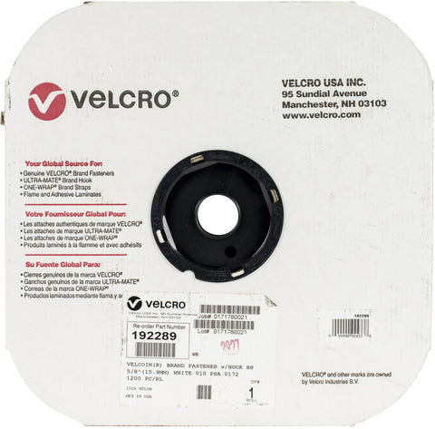 VELCRO(R) Brand Sew-On Hook Coins .625" 1200/Pkg