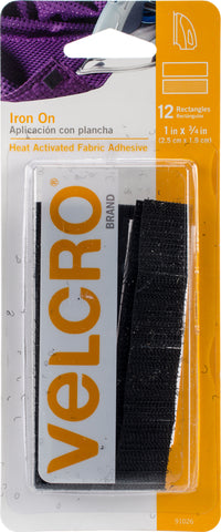 VELCRO(R) Brand Iron-On Rectangles .75"X1" 12/Pkg