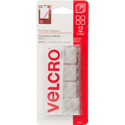 VELCRO(R) Brand Thin Fasteners Squares .875" 12/Pkg