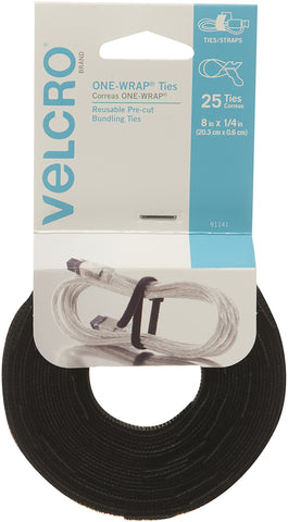 VELCRO(R) Brand ONE-WRAP(R) .25"X8" 25/Pkg