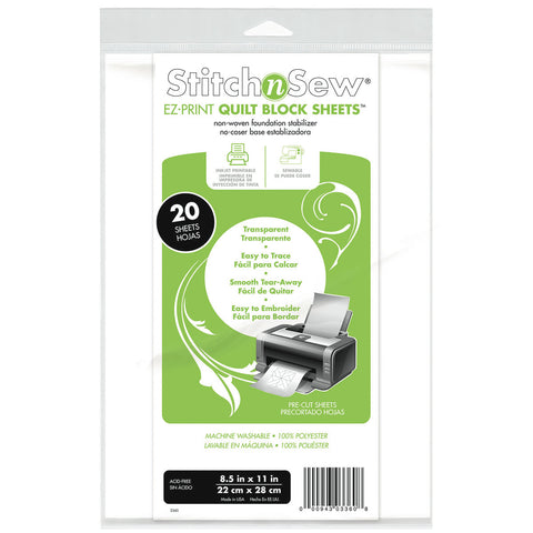 Thermoweb StitchnSew EZ-Print Quilt Block Sheets Non-Woven