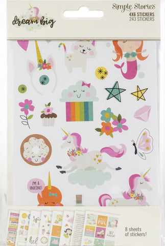 Dream Big Stickers 4"X6" 8/Pkg