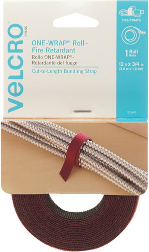 VELCRO(R) Brand ONE-WRAP(R) Fire Retardant Roll .75"X12'