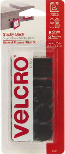 VELCRO(R) Brand Sticky Back Circles & Squares 14/Pkg