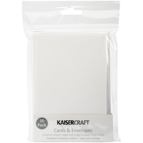 Kaisercraft C6 Cards W/Envelopes 4.5"X6.25" 10/Pkg