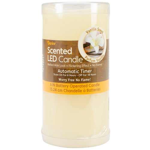 Battery Operated LED Pillar Candle W/Timer 3"x6"