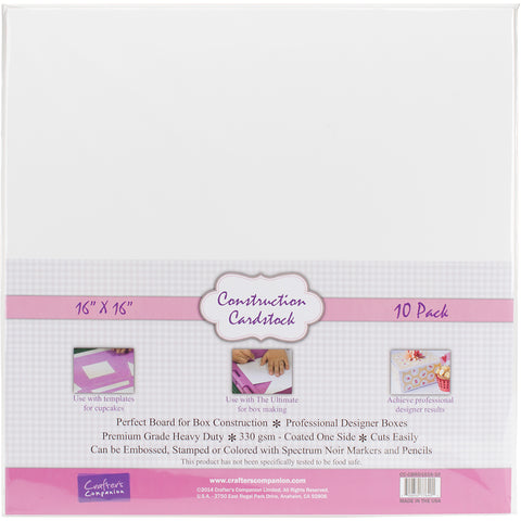 Crafter's Companion Construction Cardstock 16"X16" 10/Pkg