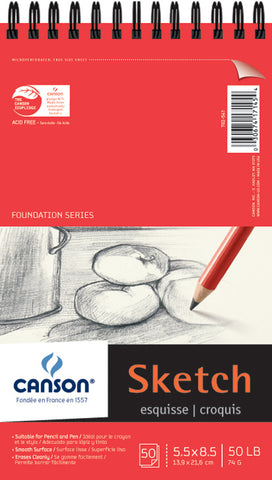 Canson Foundation Series Spiral Sketch Paper Pad 5.5"X8.5"