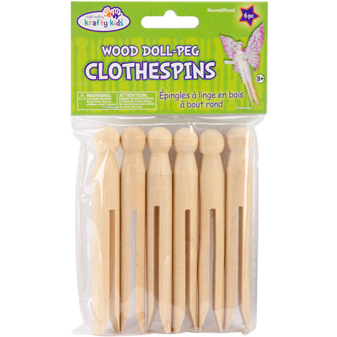 Wood Doll-Peg Clothespins Round